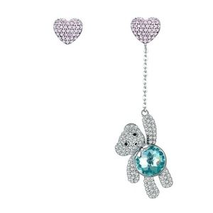 925 Silver Teddy Bear Floating / Balloon Earrings